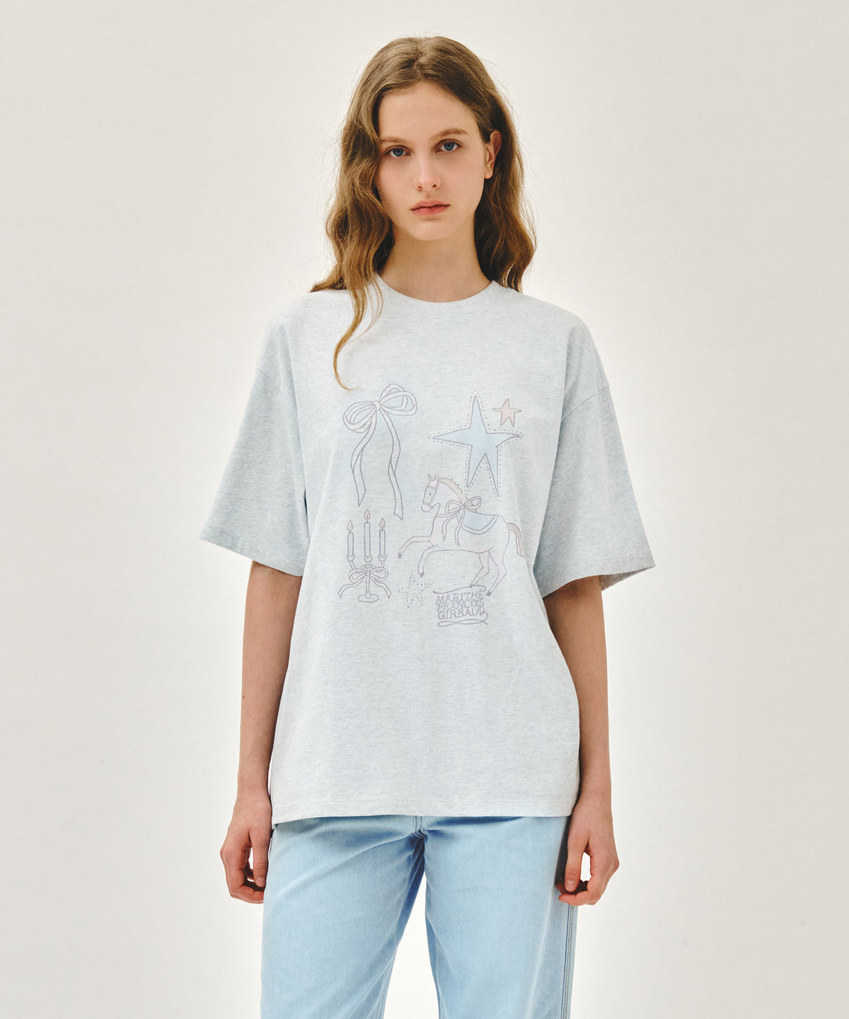 Marithe & Francois Girbaud - Unicorn Graphic Oversized Tee (Light Heather Gray) product image 1 | TRAB K-Fashion Australia