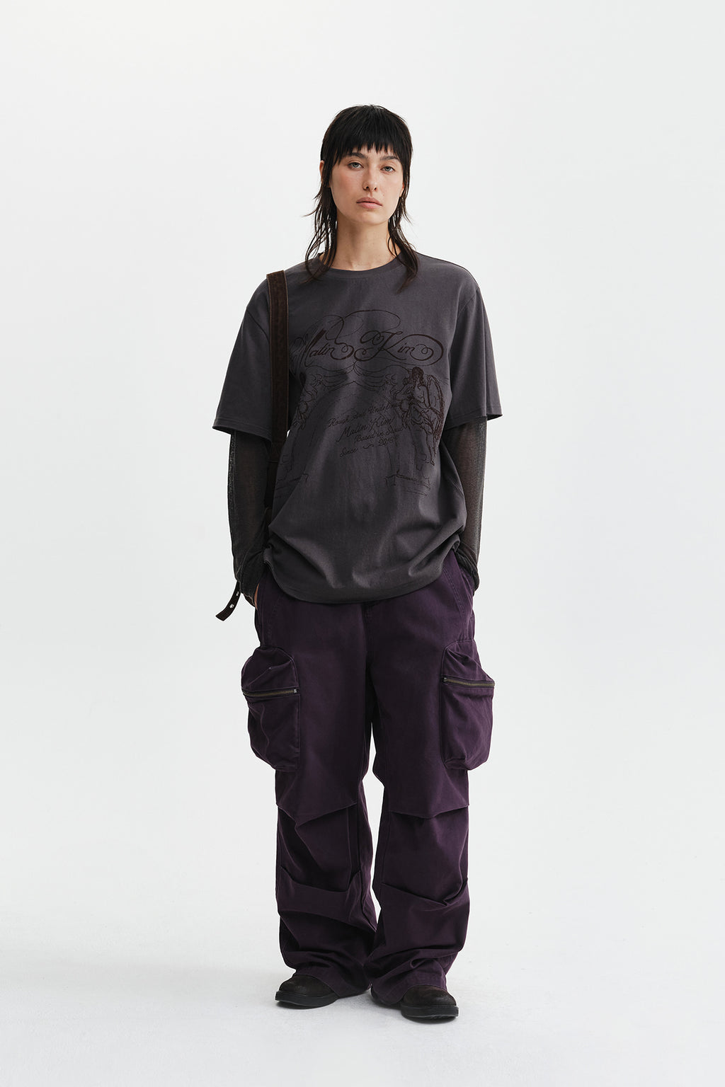 Matin Kim - Volume Tuck Cargo Pants (Purple) product image 12 | TRAB K-Fashion Australia