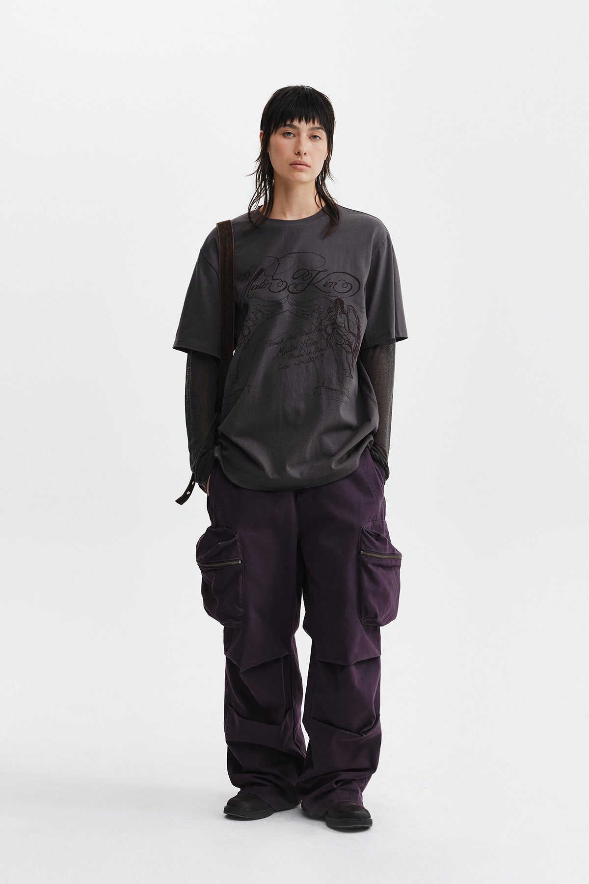 Matin Kim - Volume Tuck Cargo Pants (Purple) product image 12 | TRAB K-Fashion Australia