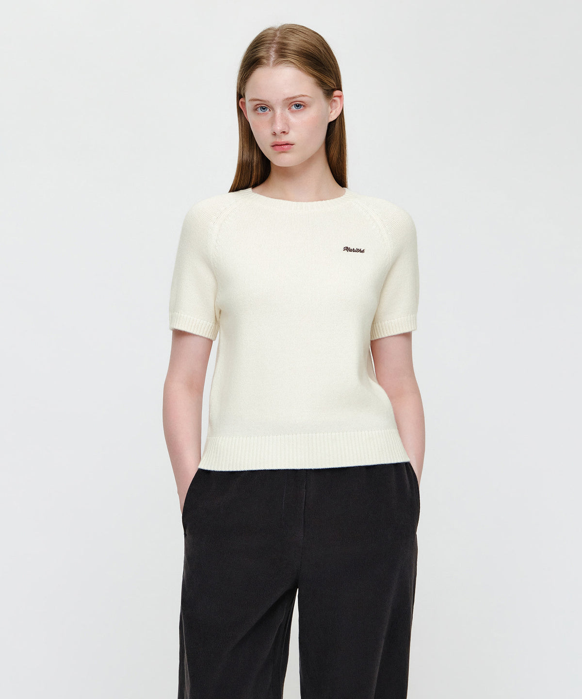Marithe & Francois Girbaud - Small Classic Logo Nordic Cardigan Set Up (Ivory) product image 6 | TRAB K-Fashion Australia