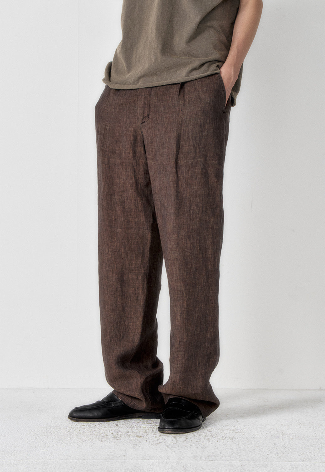 Art if acts - Linen One Tuck Pants (Wood) product image 5 | TRAB K-Fashion Australia