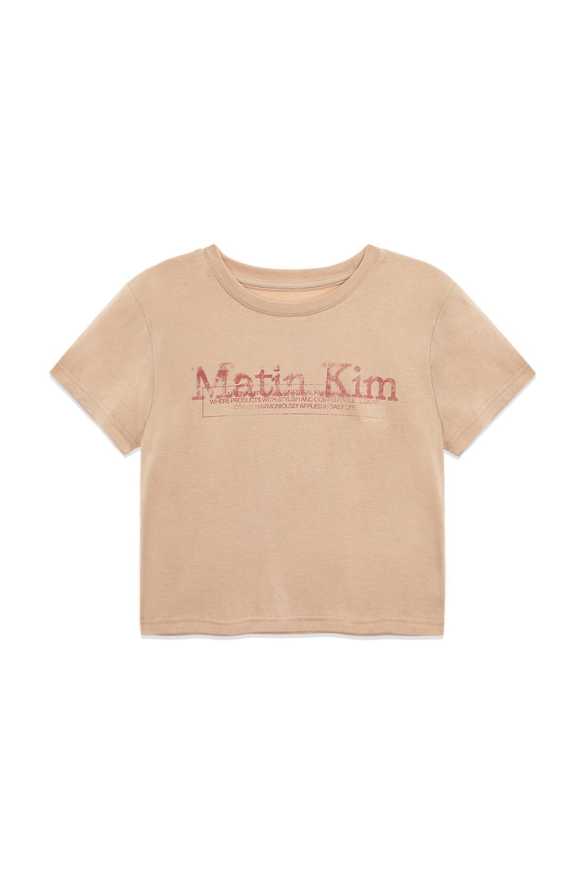 Matin Kim - Stamp Logo Graphic Crop Top (Beige) product image 1 | TRAB K-Fashion Australia