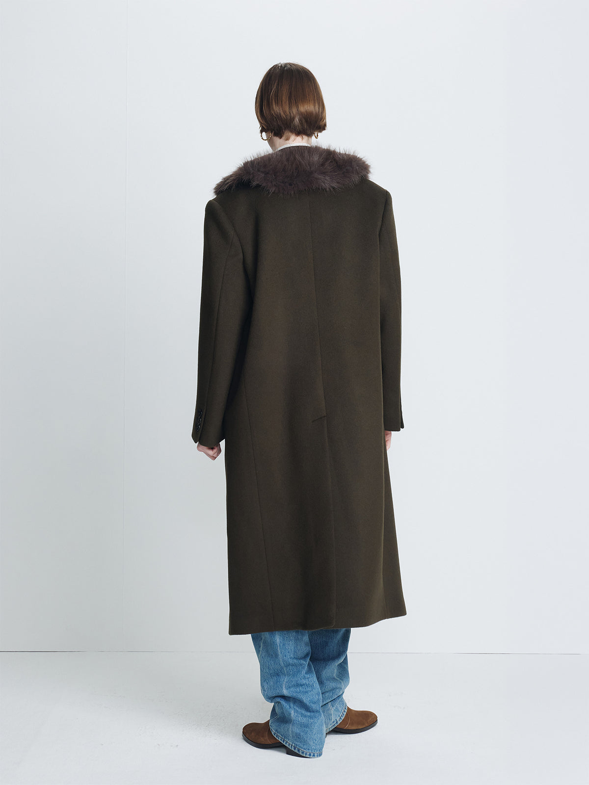 Tonywack - Wool Tailored Double-Breasted Maxi Coat (Khaki Dark Brown) product image 3 | TRAB K-Fashion Australia