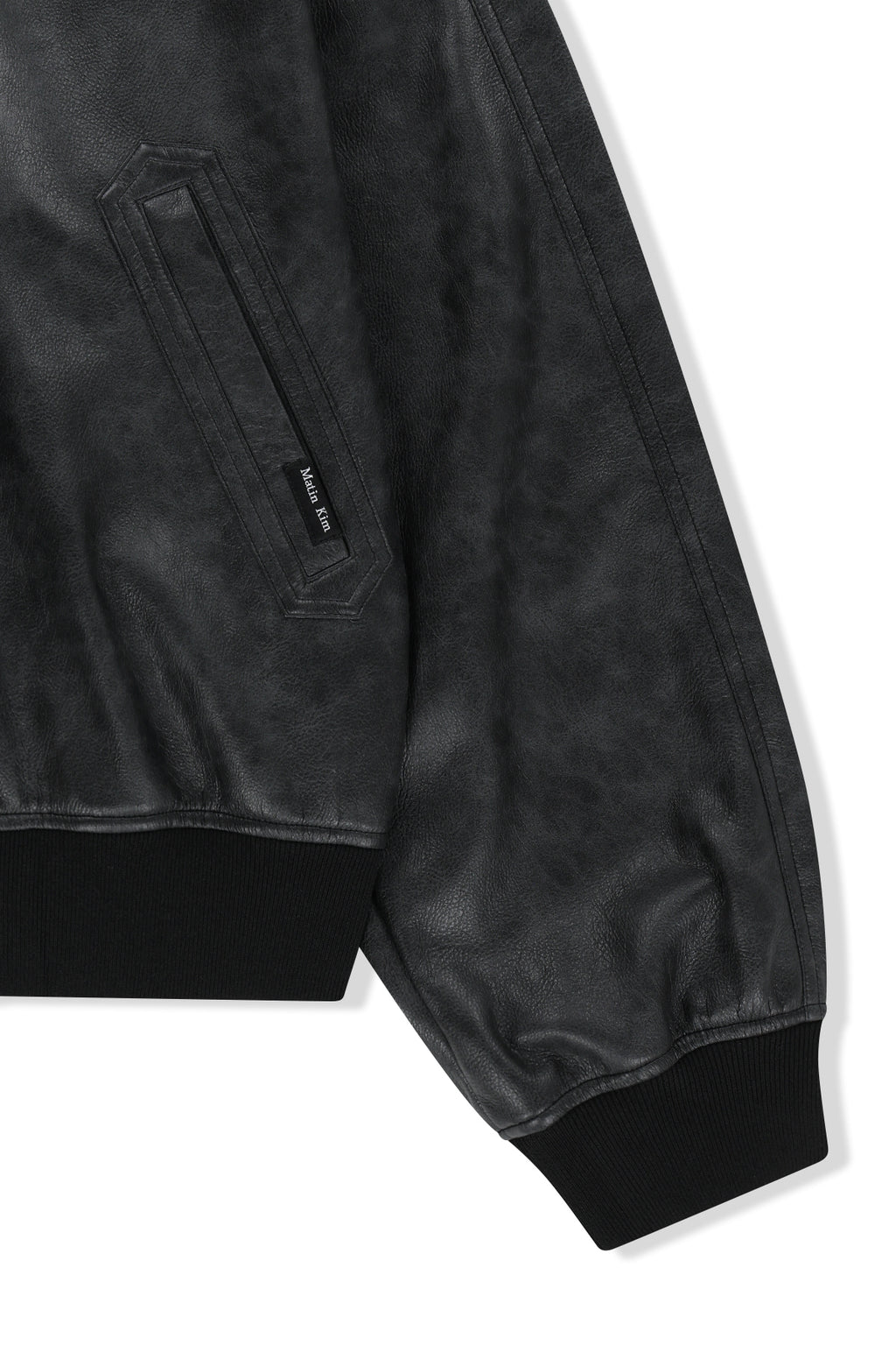 Matin Kim - Faux Leather Rib Collar Blouson (Black) product image 5 | TRAB K-Fashion Australia