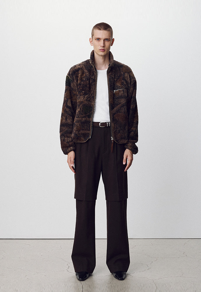 Tonywack - Leaf Camo Printed Fleece Jacket (Brown) product image 2 | TRAB K-Fashion Australia