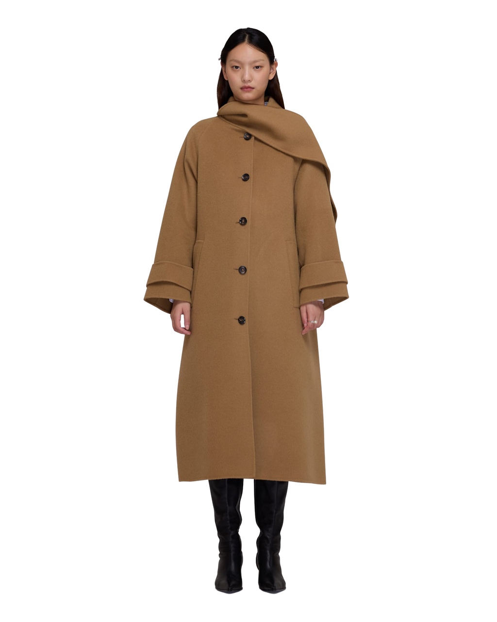 Kimhe Kim - Scarf Detail Long Coat (Beige) product image 23 | TRAB K-Fashion Australia