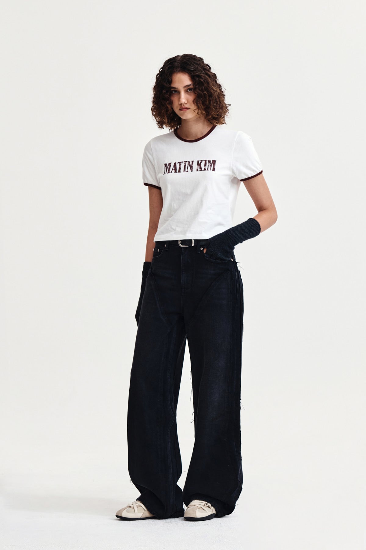 Matin Kim - Stud Logo Ringer Top (White) product image 8 | TRAB K-Fashion Australia