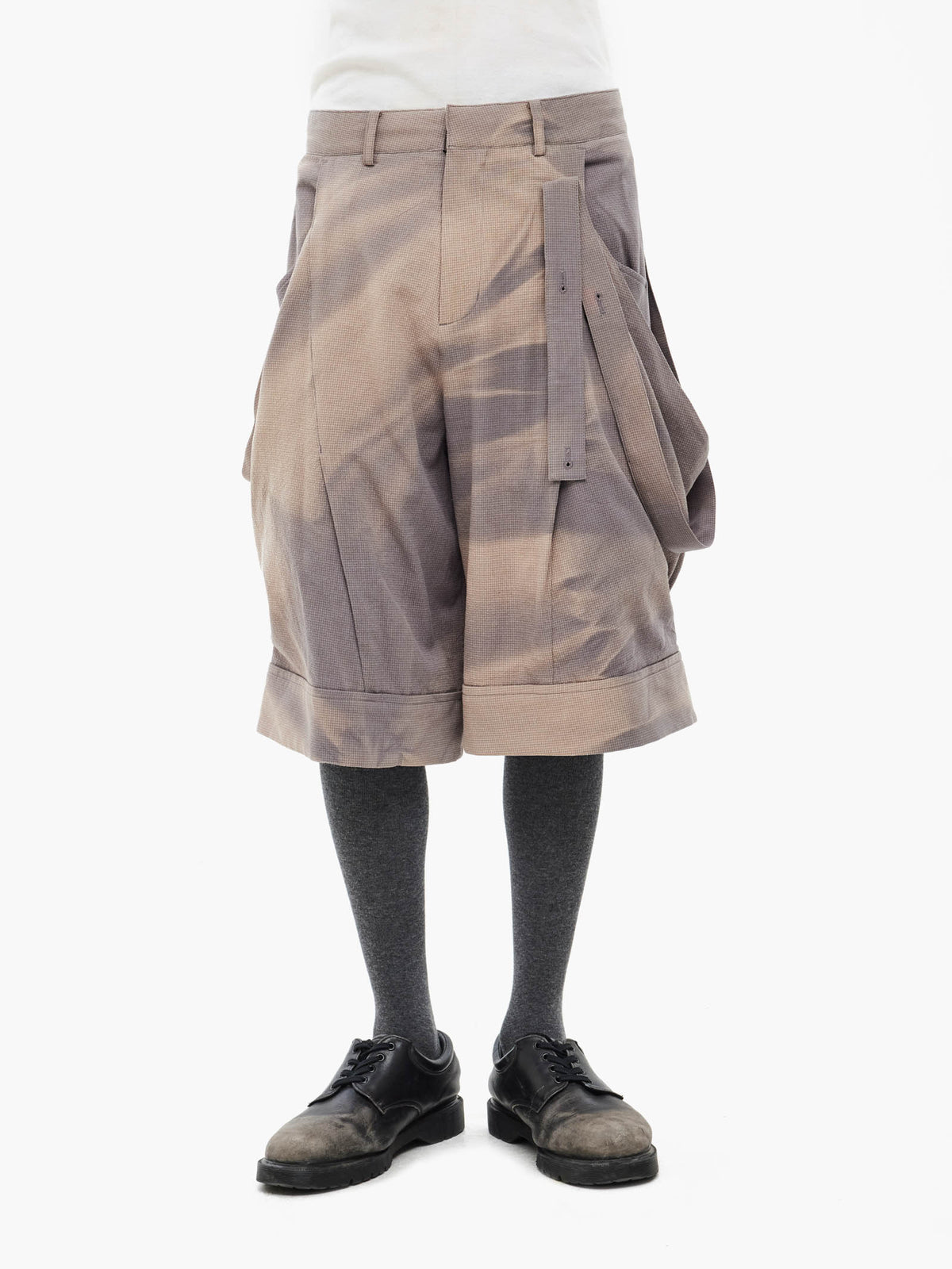Jiyong Kim - Sun-Bleached Layered Strap Half Trousers (Grey) product image 3 | TRAB K-Fashion Australia