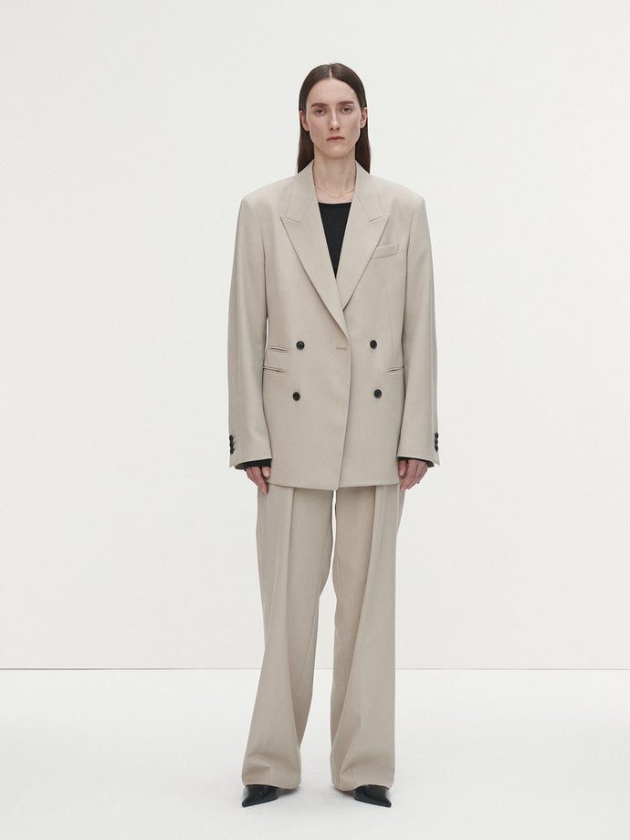 Tonywack - Wool Twill Pleated Tailored Trousers (Ivory) product image 2 | TRAB K-Fashion Australia