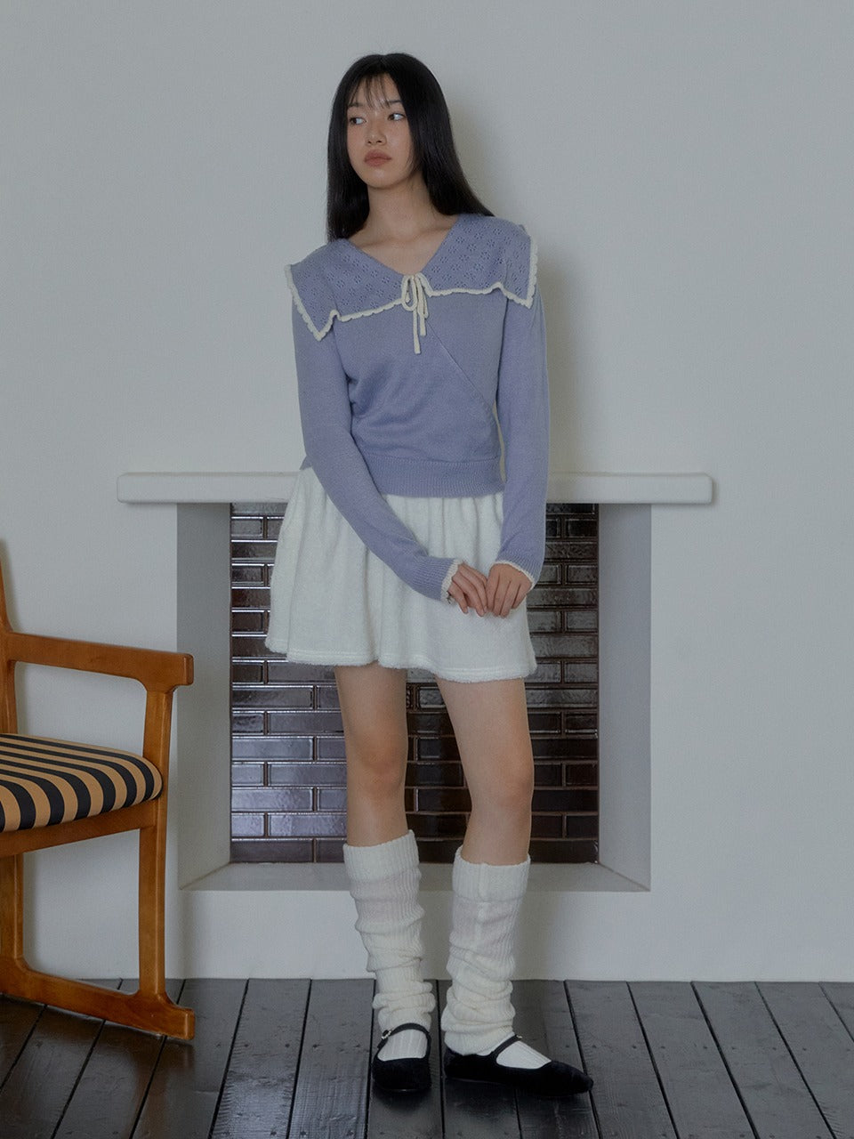 Margarin Fingers - Ribbon Sailor Knit (Light Blue) product image 1 | TRAB K-Fashion Australia