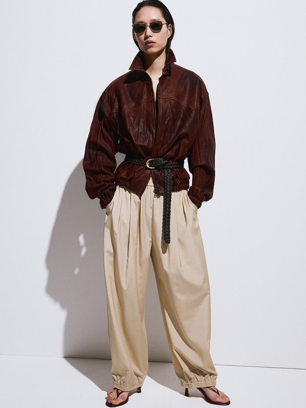 Recto - Vintage Effect Leather Jumper (Red Brown) product image 1 | TRAB K-Fashion Australia