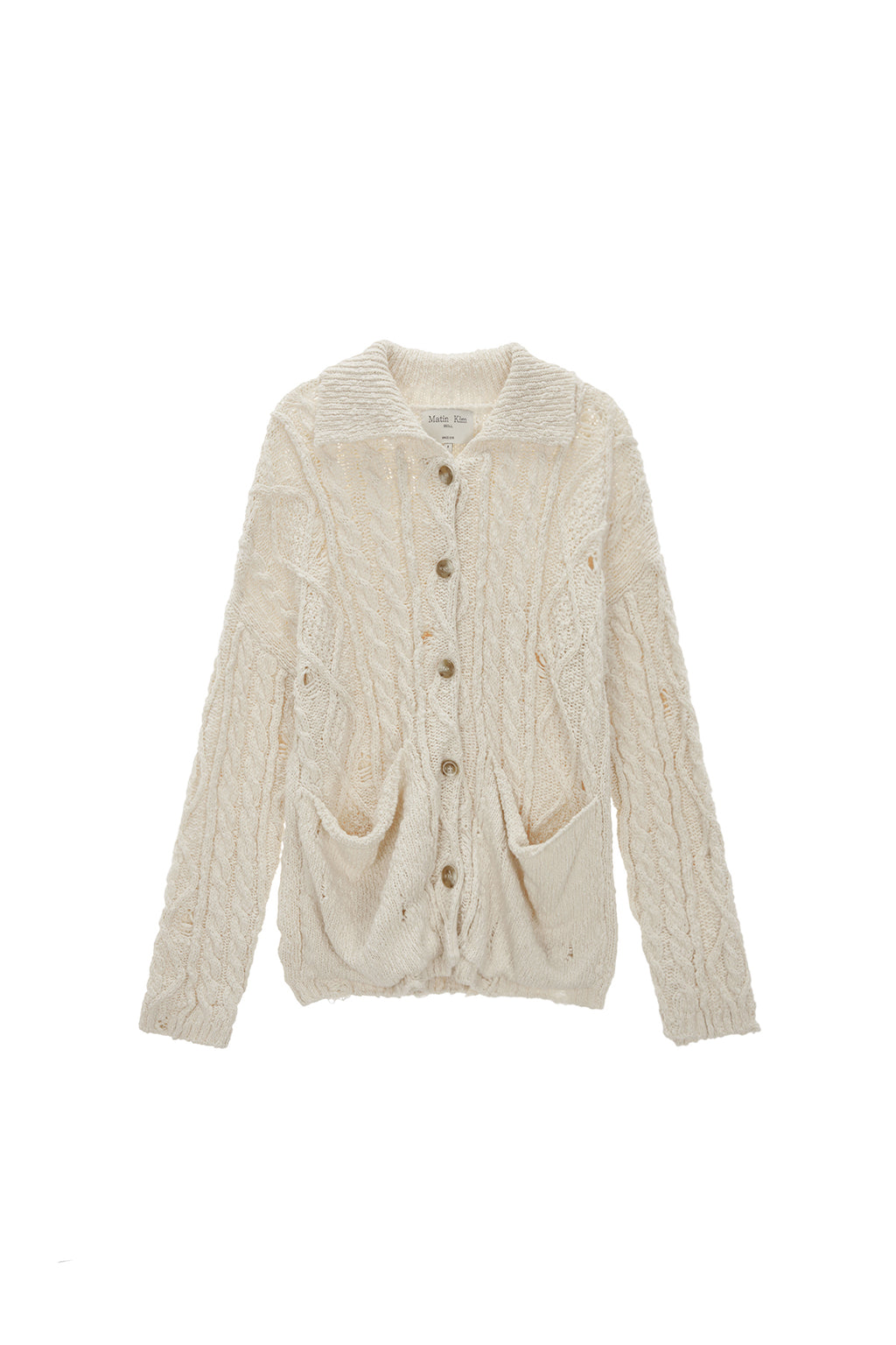 Matin Kim - Damage Cable Cardigan (Ivory) product image 1 | TRAB K-Fashion Australia