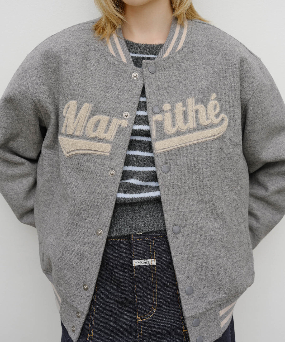 Marithe & Francois Girbaud - Wool Varsity Jacket (Heather Gray) product image 4 | TRAB K-Fashion Australia