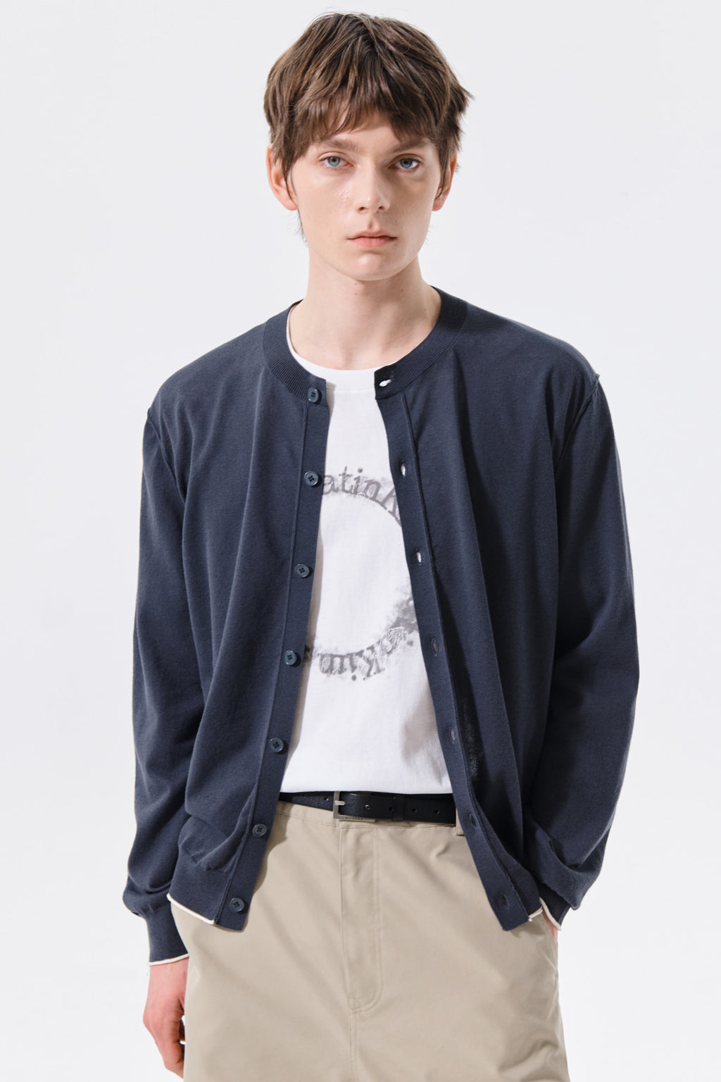 Matin Kim - Back Logo Sheer Cardigan (Charcoal) product image 11 | TRAB K-Fashion Australia