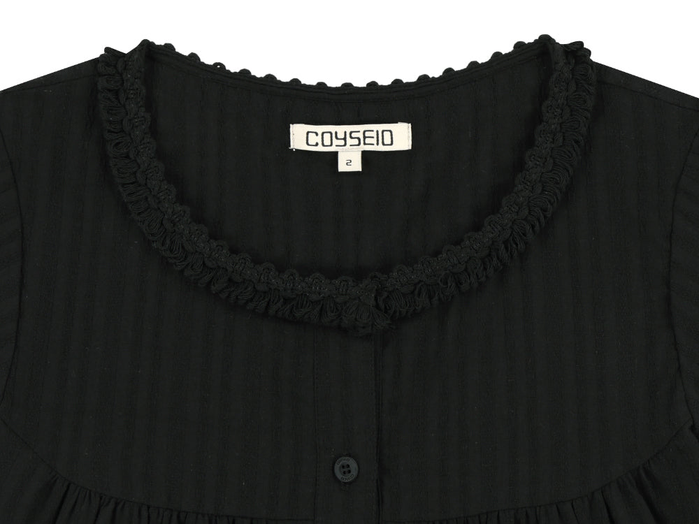 Coyseio - Fringe Shirring Blouse (Black) product image 16 | TRAB K-Fashion Australia