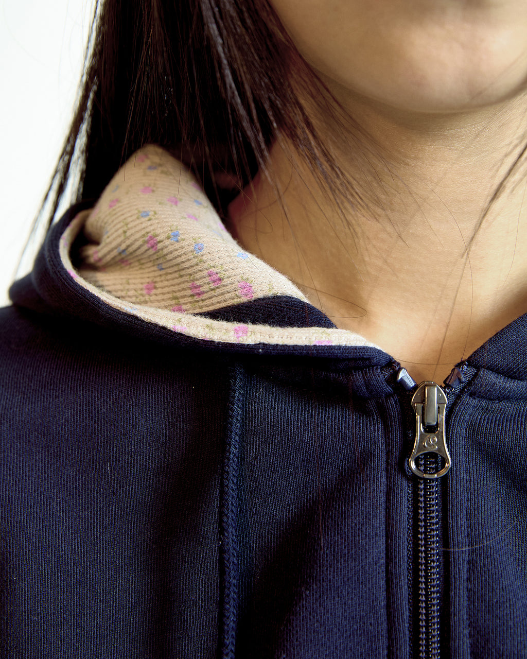 Coyseio - Flower Point Zip-Up Hoodie (Navy) product image 2 | TRAB K-Fashion Australia
