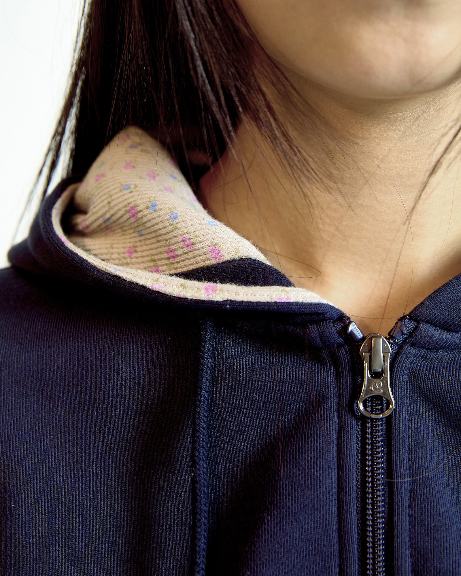 Coyseio - Flower Point Zip-Up Hoodie (Navy) product image 2 | TRAB K-Fashion Australia