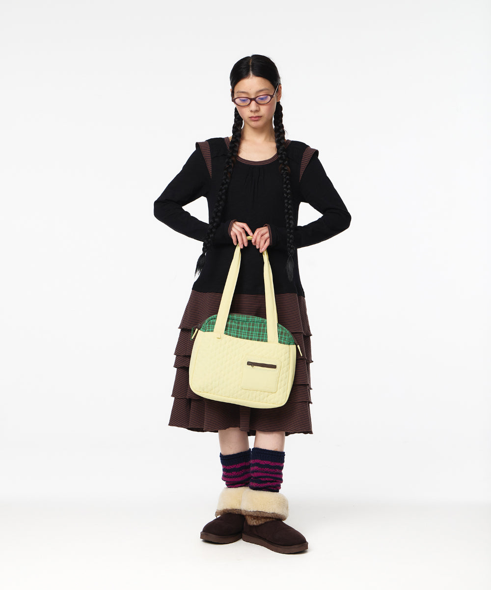 Coyseio - Check Quilted Tote Bag (Yellow) product image 3 | TRAB K-Fashion Australia