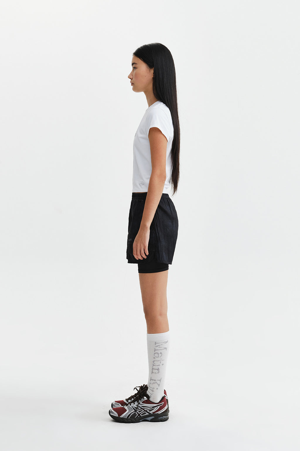 Matin Kim - Matin Pace Reflective Logo Slim Top (White) product image 7 | TRAB K-Fashion Australia
