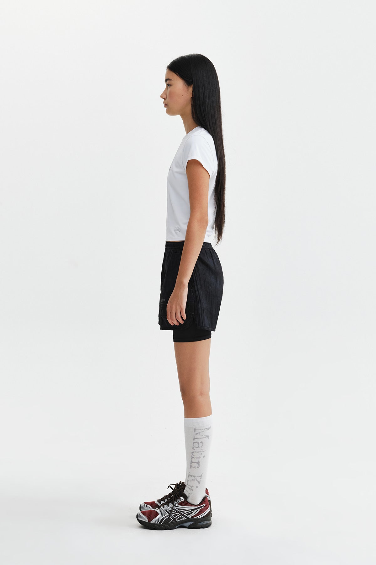 Matin Kim - Matin Pace Reflective Logo Slim Top (White) product image 7 | TRAB K-Fashion Australia