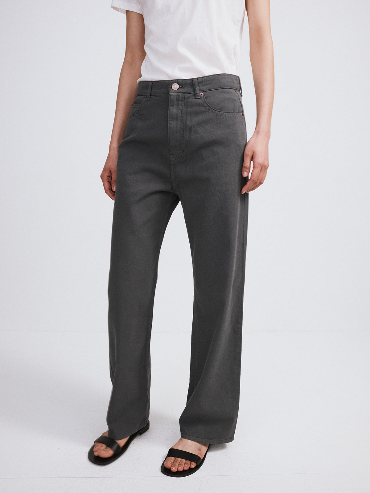 Recto - Loose Fit Washed Cotton Pants (Charcoal Grey) product image 3 | TRAB K-Fashion Australia