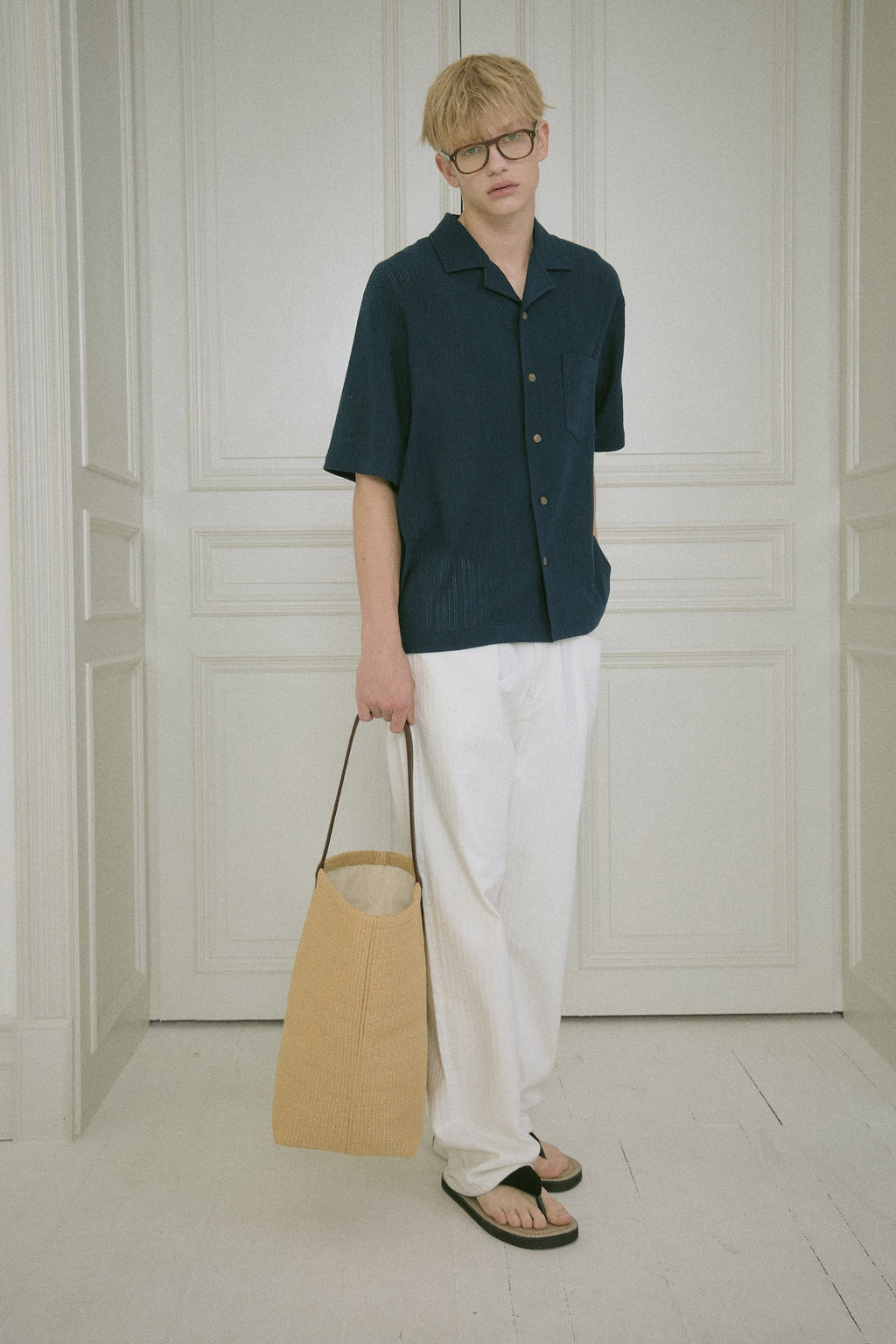 STU - Back Raglan Embo Stripe Shirt (Navy) product image 10 | TRAB K-Fashion Australia