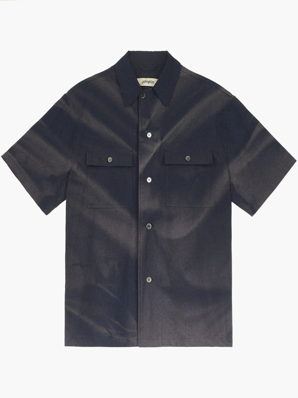 Jiyong Kim - Sun-Bleached Tailored Collar Half Sleeve Shirt (Blue) product image 7 | TRAB K-Fashion Australia