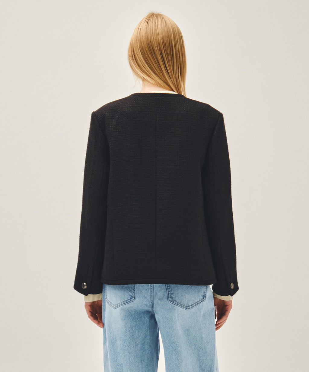 Marithe & Francois Girbaud - Tweed Round Neck Jacket (Black) product image 3 | TRAB K-Fashion Australia