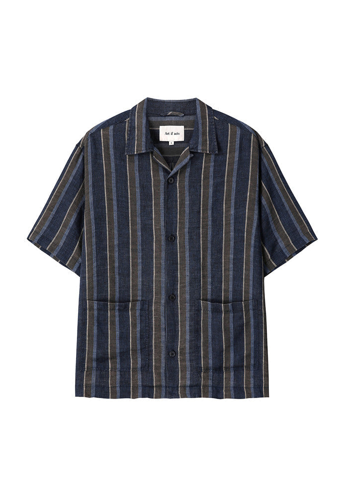 Art if acts - Linen Two Pocket Half Shirt (Navy) product image 6 | TRAB K-Fashion Australia