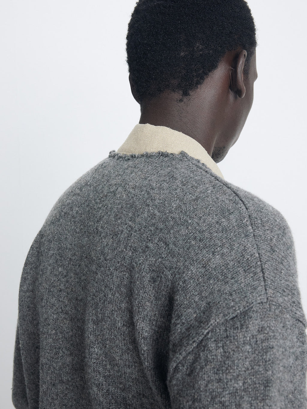 Tonywack - Shetland Wool Raw Cardigan (Medium Charcoal) product image 7 | TRAB K-Fashion Australia