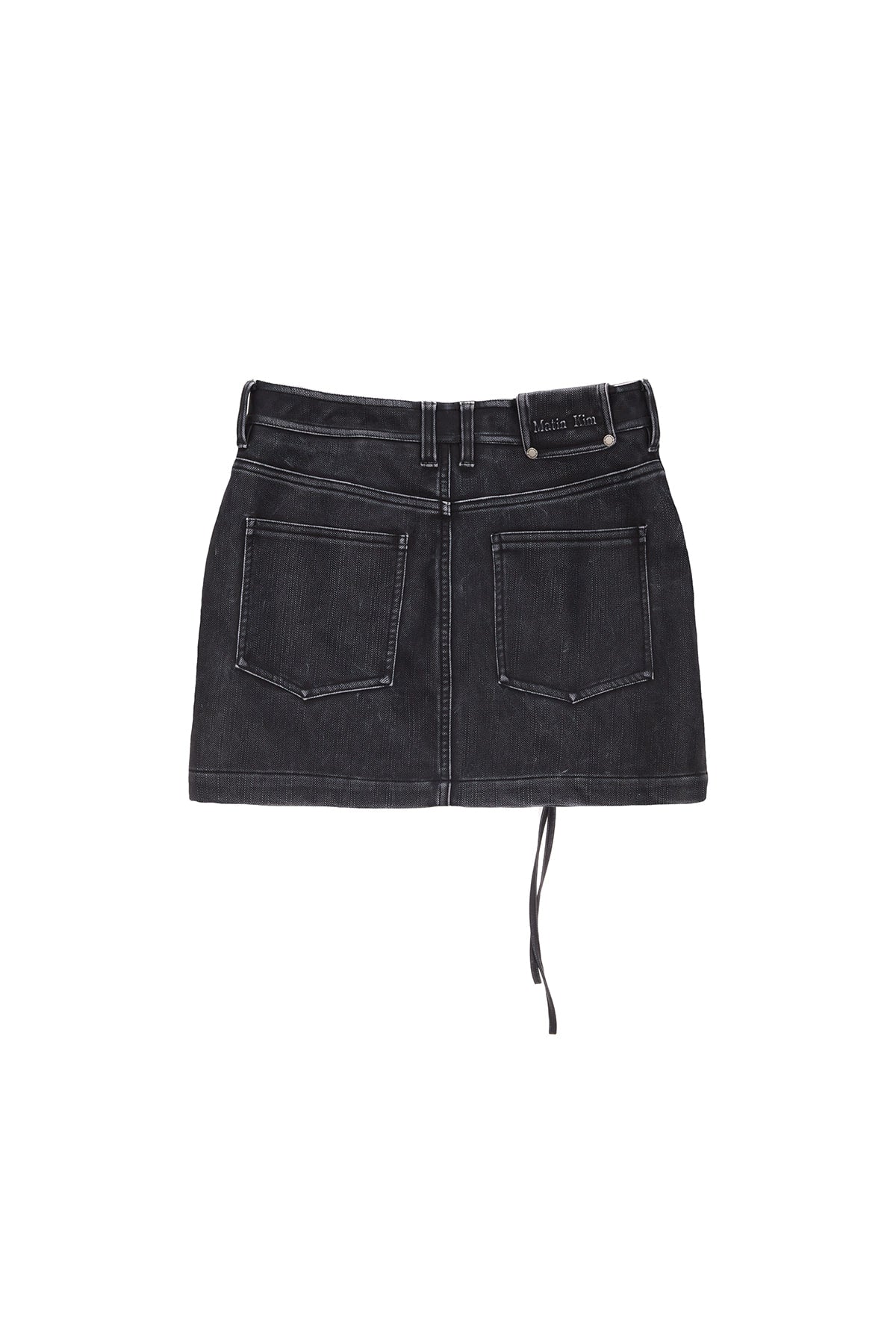 Matin Kim - Zipper Pocket Washed Leather Mini Skirt (Navy) product image 5 | TRAB K-Fashion Australia