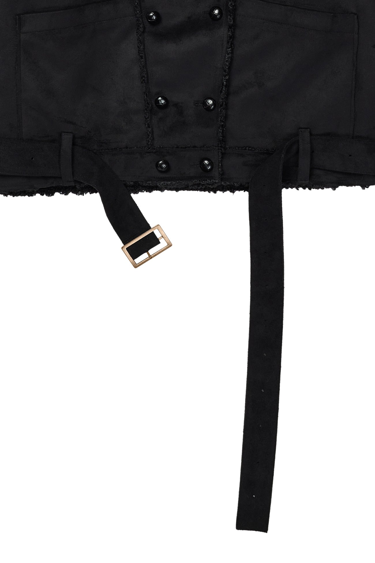 Deinet - Button Up Belted Shearling Jacket (Black) product image 20 | TRAB K-Fashion Australia