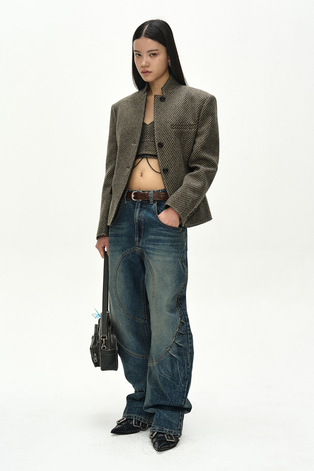 Andersson Bell - Hook And Eye Curved Jeans (Blue) product image 6 | TRAB K-Fashion Australia