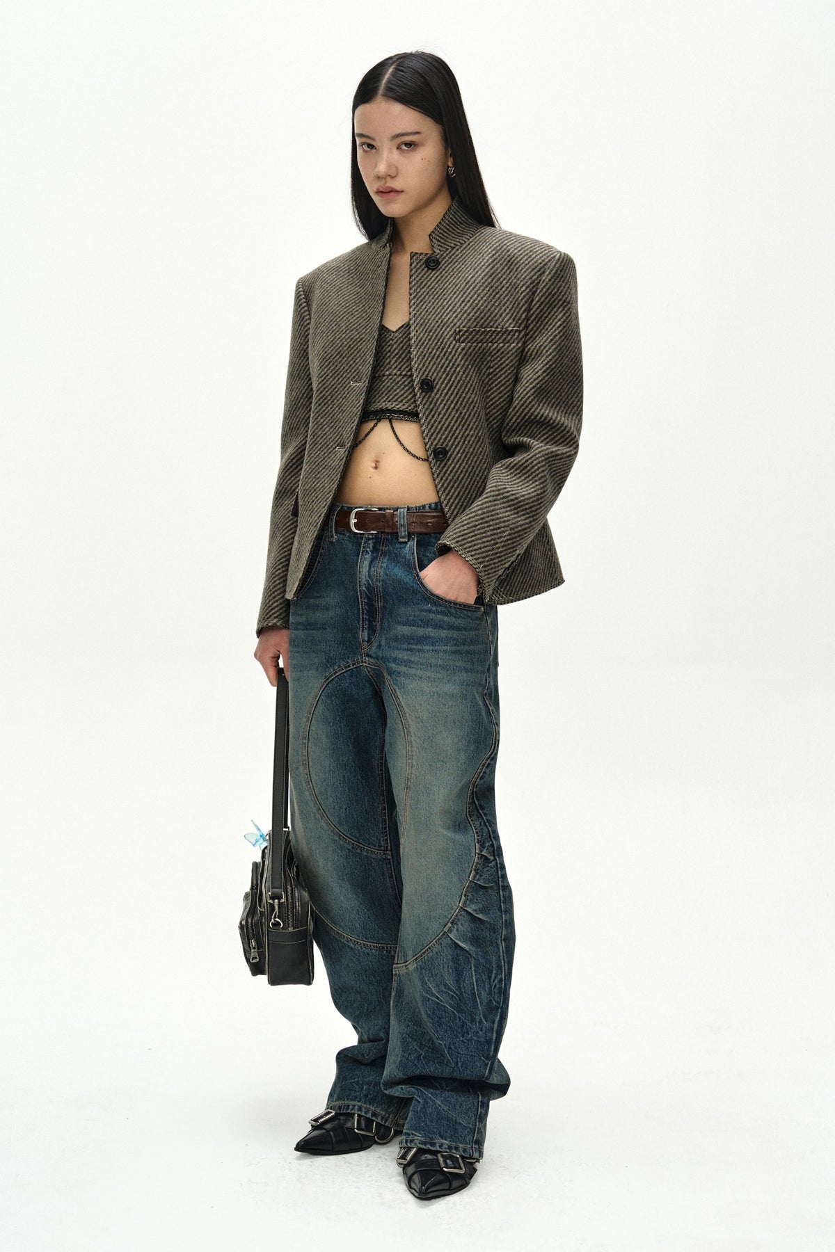 Andersson Bell - Hook And Eye Curved Jeans (Blue) product image 6 | TRAB K-Fashion Australia
