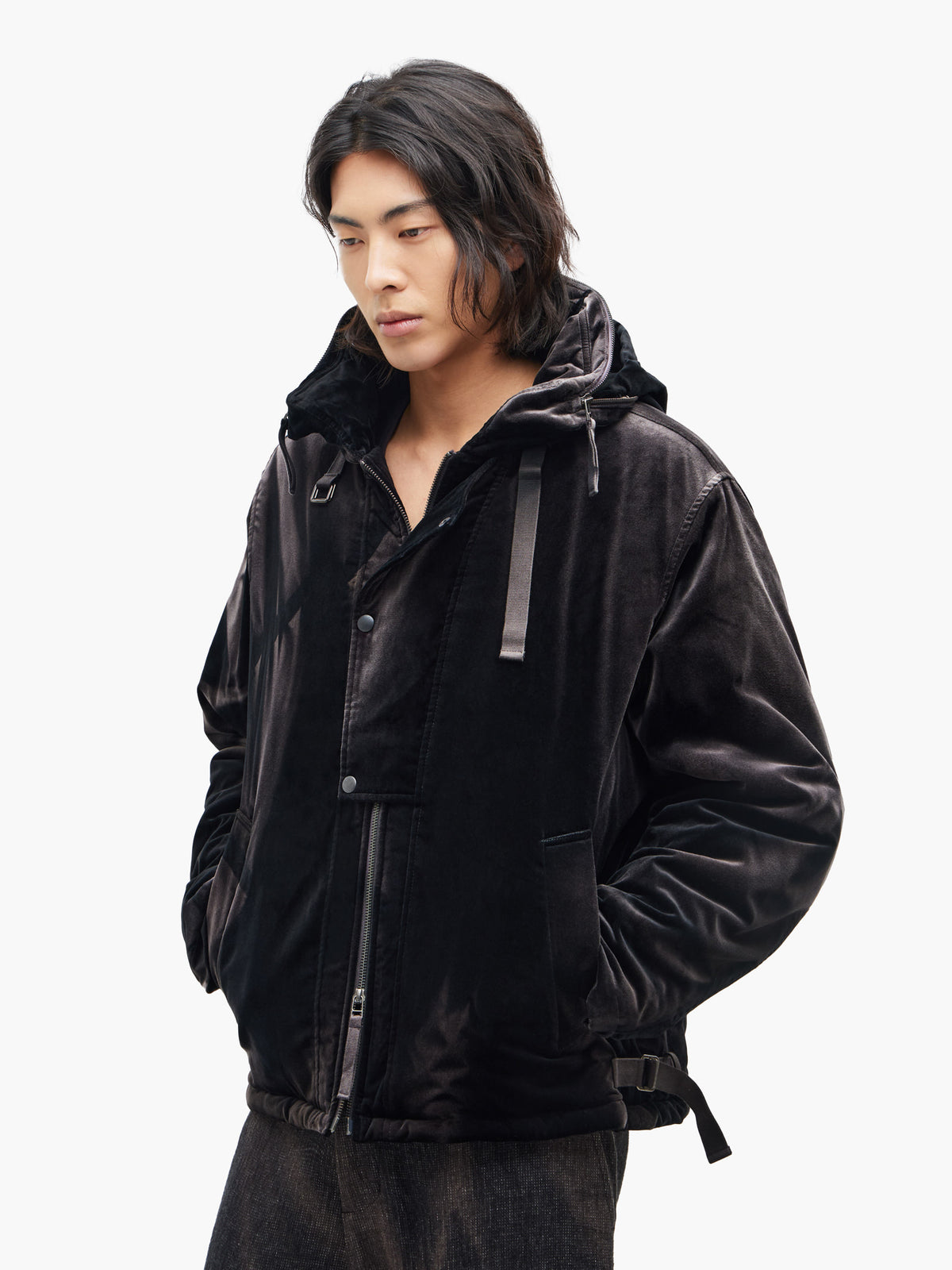 Jiyong Kim - Sun-Bleached Convertible Collar Jacket (Black) product image 2 | TRAB K-Fashion Australia