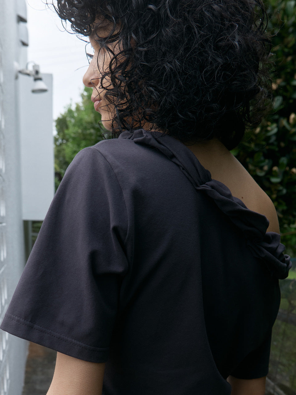 Kijun - Twist One-Shoulder Top (Charcoal) product image 4 | TRAB K-Fashion Australia