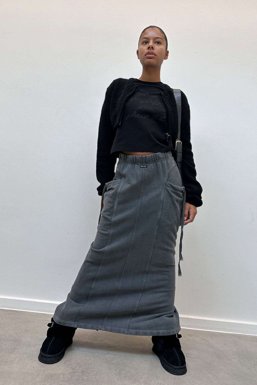 Matin Kim - Washed String Cargo Sweatskirt (Grey) product image 5 | TRAB K-Fashion Australia