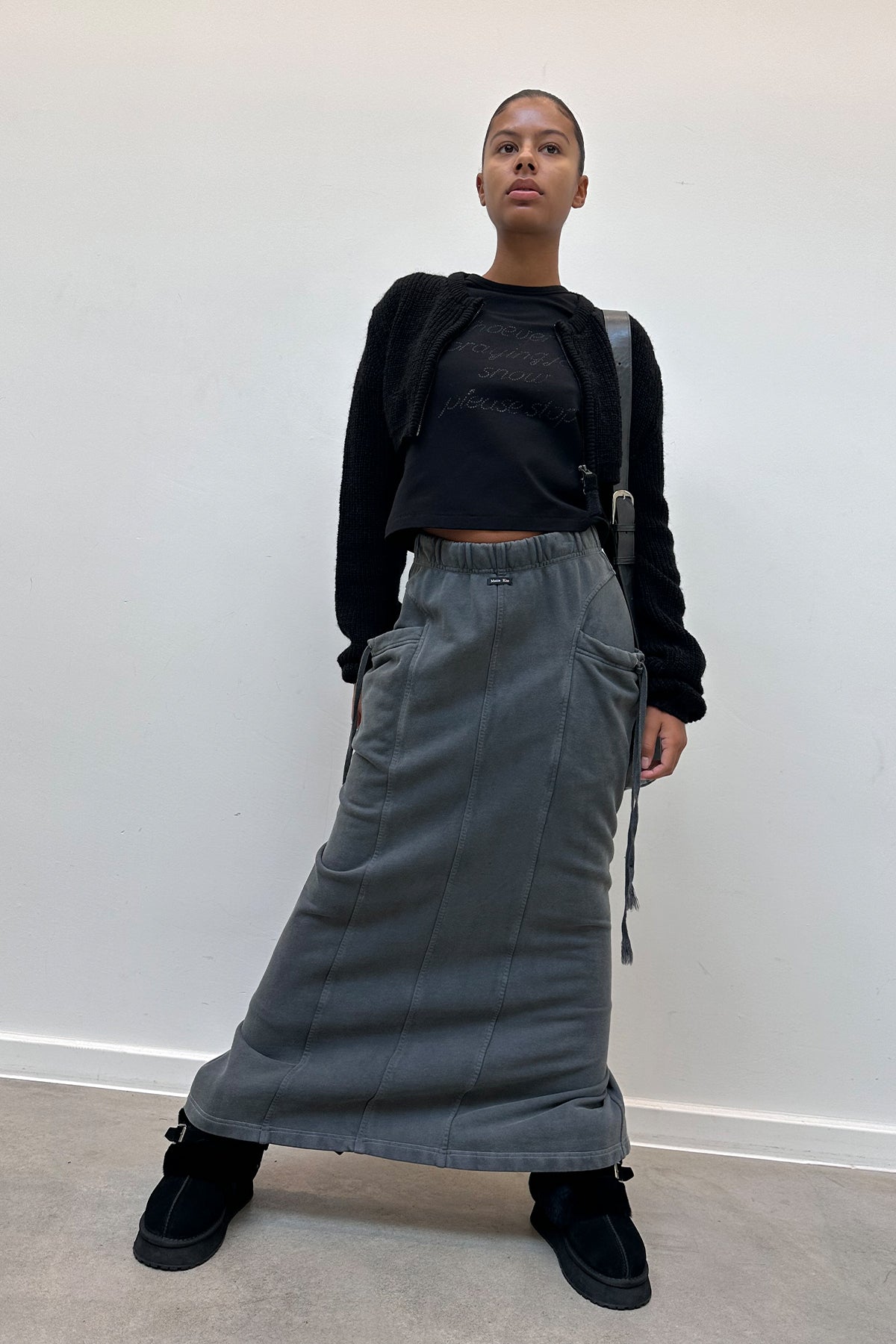 Matin Kim - Washed String Cargo Sweatskirt (Grey) product image 5 | TRAB K-Fashion Australia