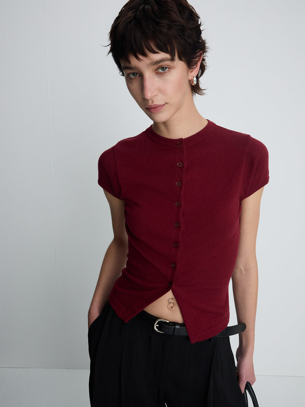 Tonywack - Silk Cotton Cap Sleeve Cardigan (Red) product image 4 | TRAB K-Fashion Australia