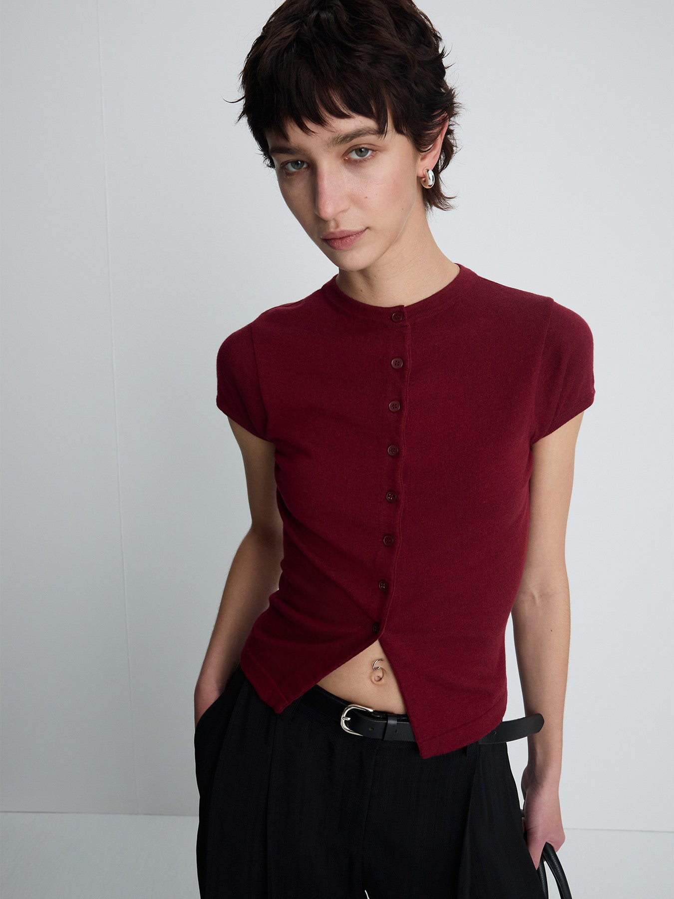 Tonywack - Silk Cotton Cap Sleeve Cardigan (Red) product image 4 | TRAB K-Fashion Australia