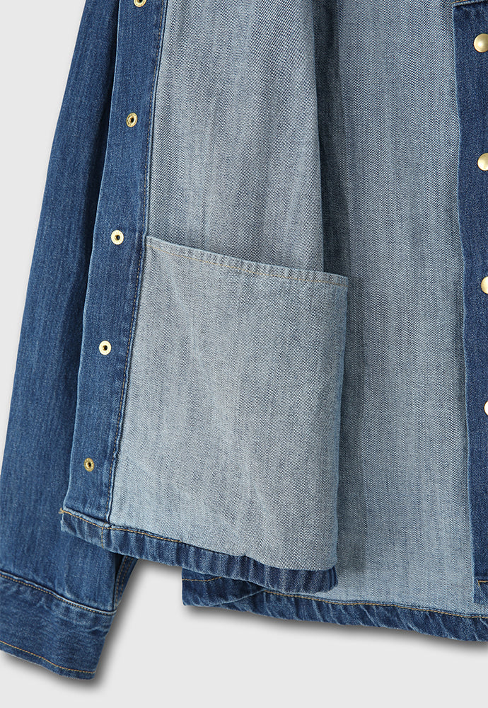 Tonywack - One Pocket Cropped Denim Blouson (Mid Blue) product image 11 | TRAB K-Fashion Australia