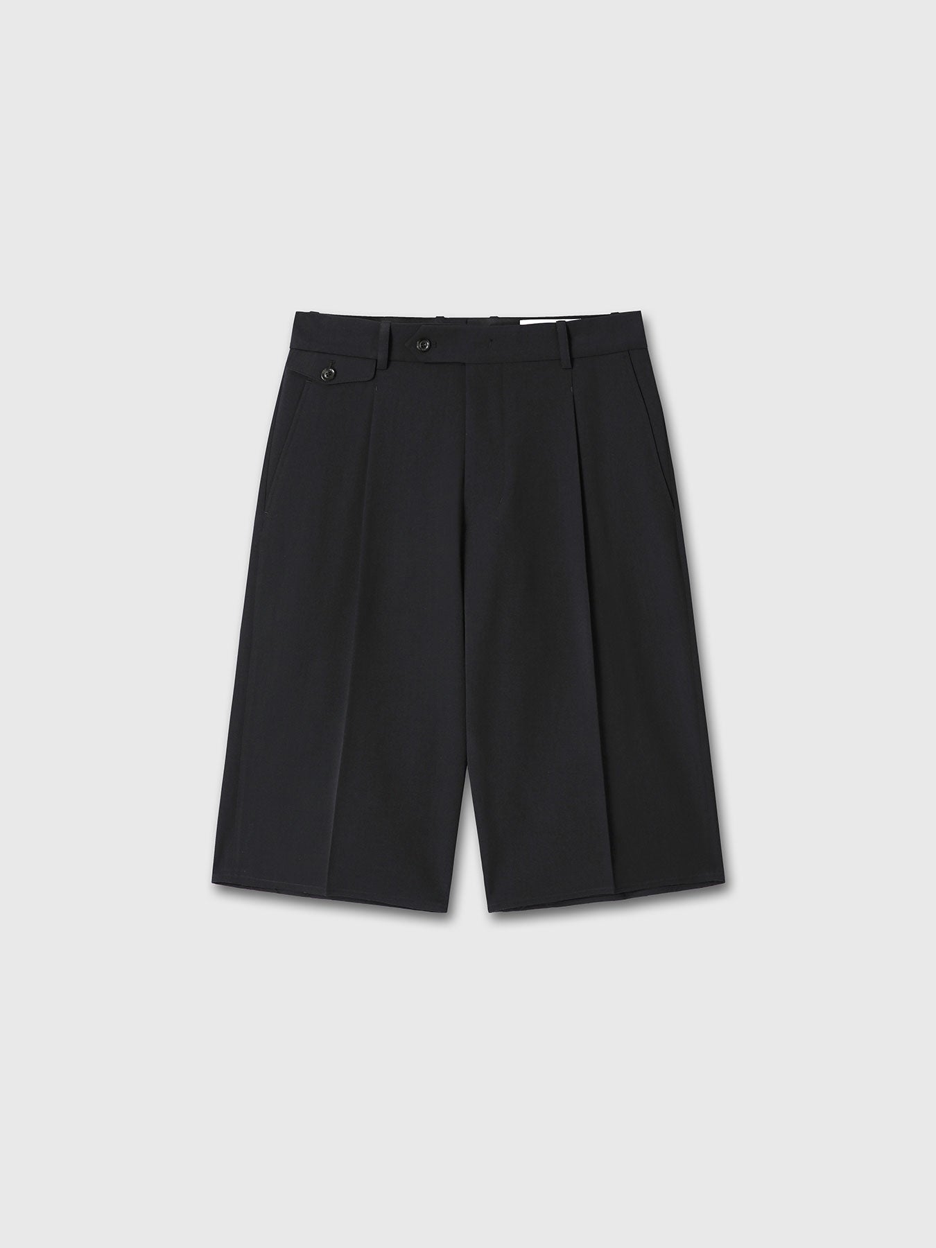 Tonywack - Raw-Cut Wool Pleated Tailored Shorts (Dark Navy) product image 10 | TRAB K-Fashion Australia