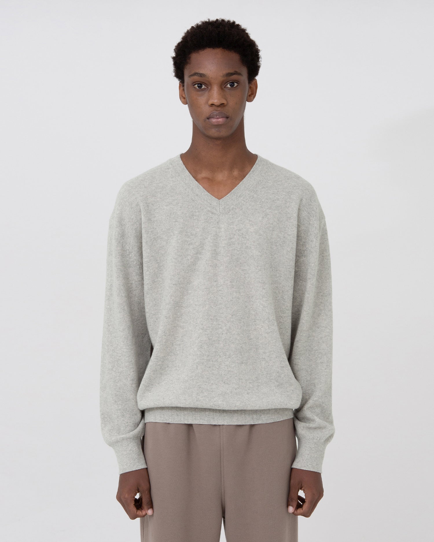 Brownyard - Extra Super Fine V Neck Knit (Light Grey) product image 1 | TRAB K-Fashion Australia