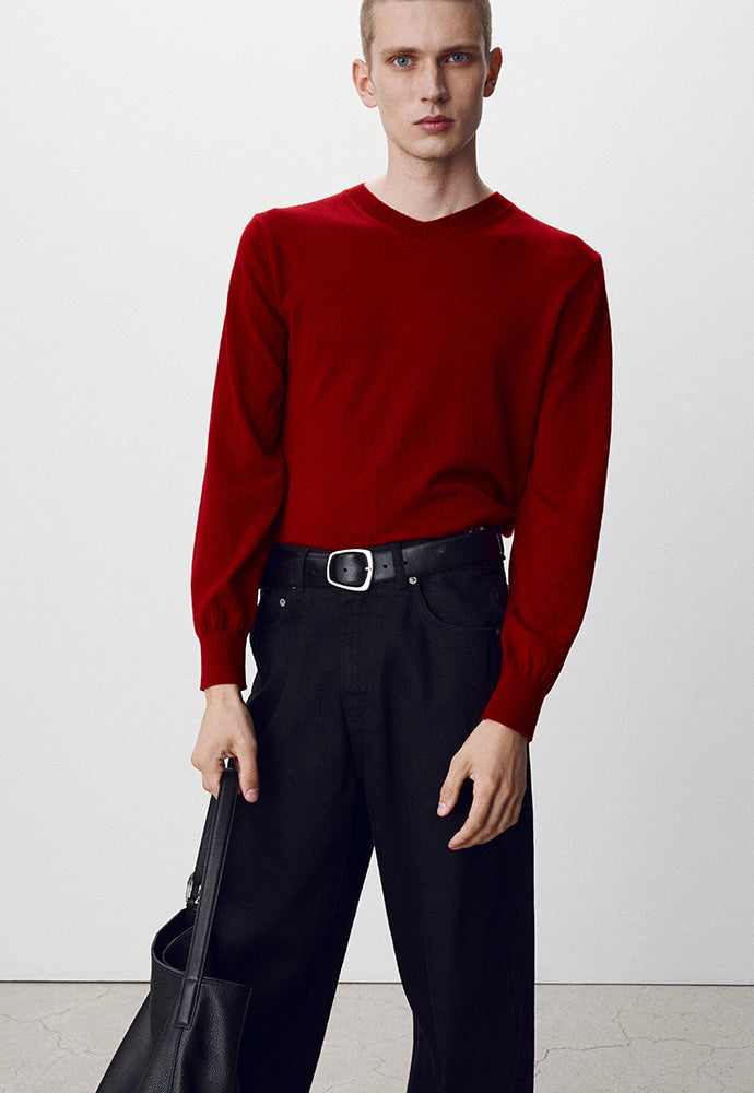 Tonywack - Pure Cashmere V-Neck Sweater (Red) product image 4 | TRAB K-Fashion Australia