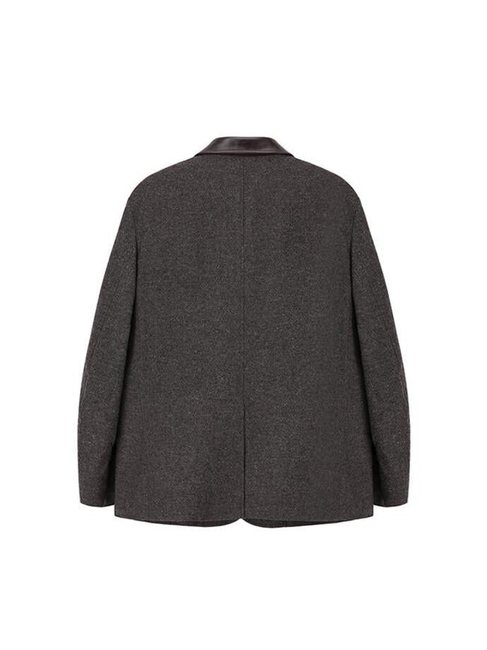 Art if acts - Leather Collar Wool Blazer_Japanese Fabric (Charcoal) product image 10 | TRAB K-Fashion Australia