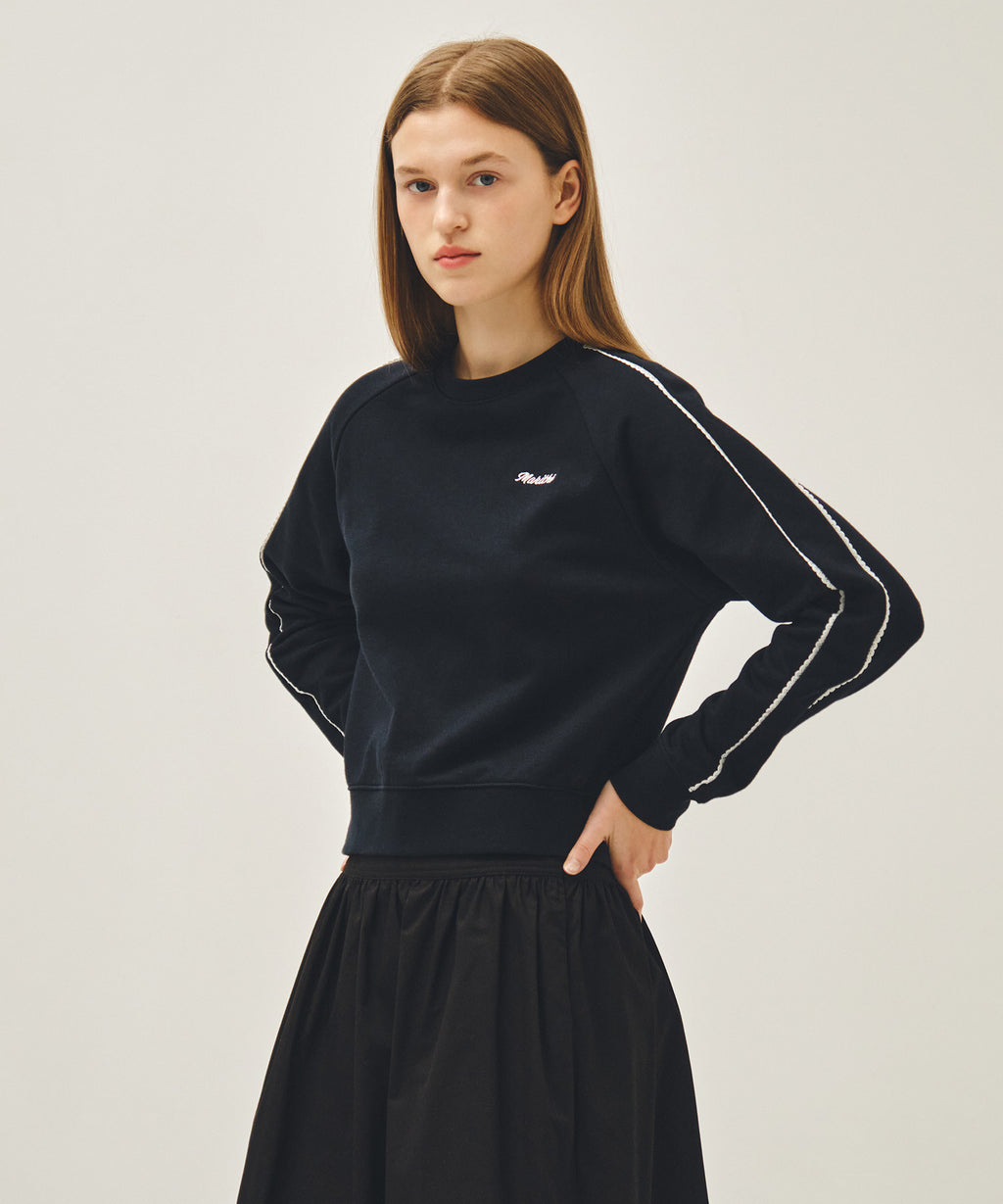 Marithe & Francois Girbaud - Lace Detail Crop Sweatshirt (Navy) product image 2 | TRAB K-Fashion Australia