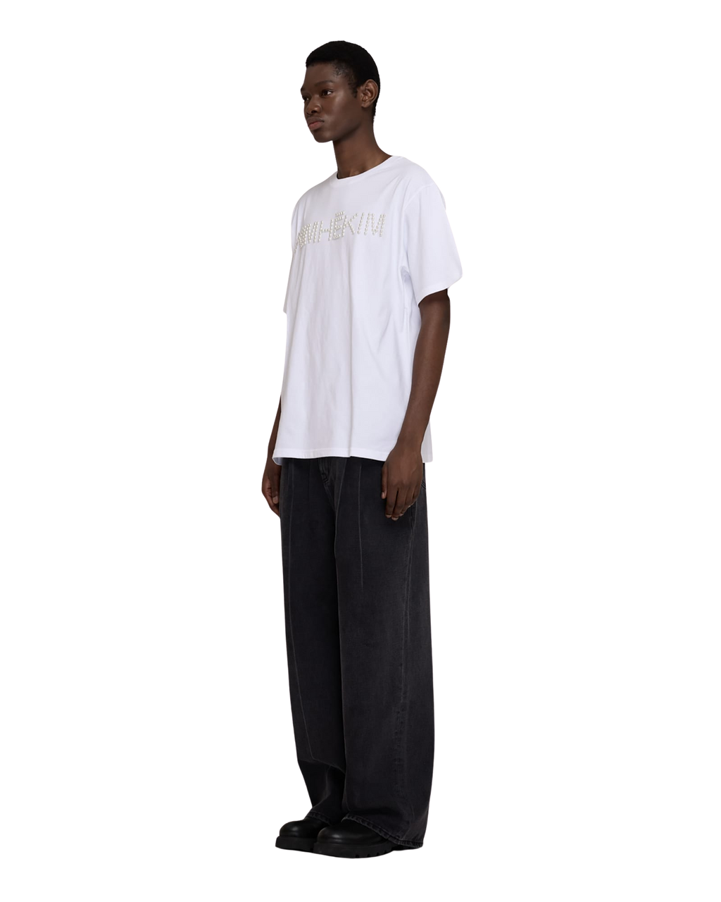 Kimhe Kim - Logo T-Shirt With Pearl Embellishment (White) product image 7 | TRAB K-Fashion Australia