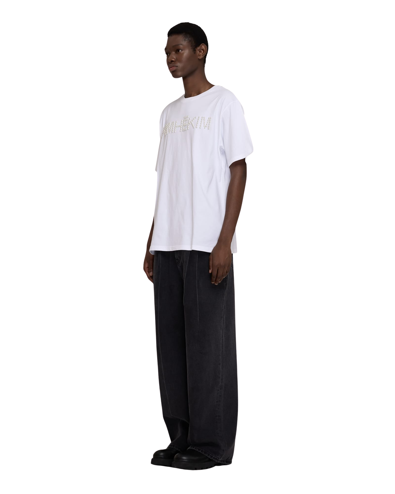 Kimhe Kim - Logo T-Shirt With Pearl Embellishment (White) product image 7 | TRAB K-Fashion Australia