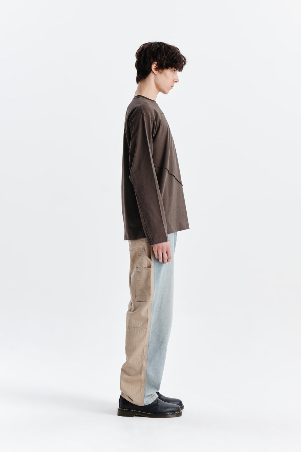 Matin Kim - Diagonal Overfit Long Sleeve Top (Khaki) product image 7 | TRAB K-Fashion Australia