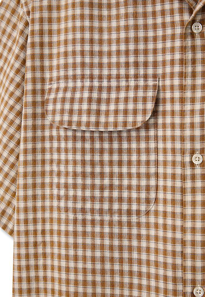 Art if acts - Open Collar Check Half Shirt (Tan) product image 12 | TRAB K-Fashion Australia